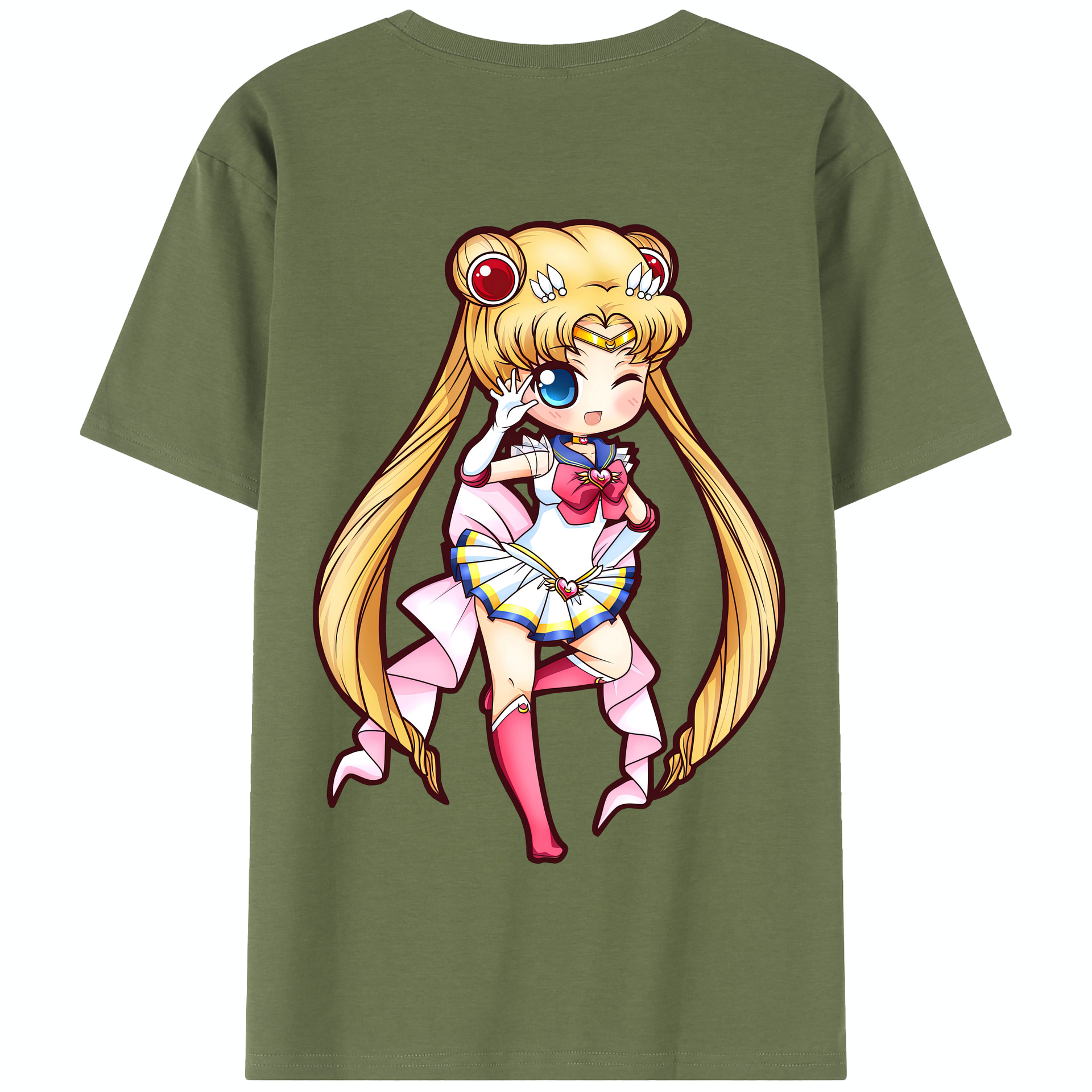 （画像用） 美少女戦士セーラームーン 月野 うさぎ つきの うさぎ Sailor Moon Tsukino Usagi 綿100％半袖Tシャツ（背面プリント）